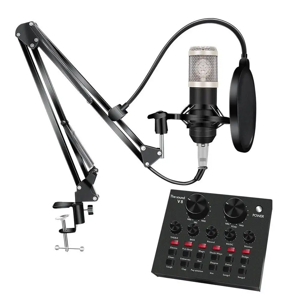 Studio Recording Microphone Kit With V8 Sound Card